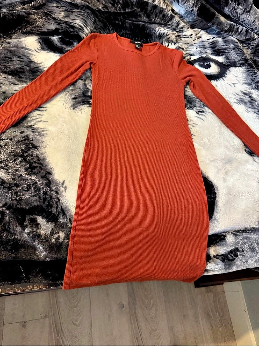Forever 21 Ribbed Mini Dress in Orange Size Small Like New